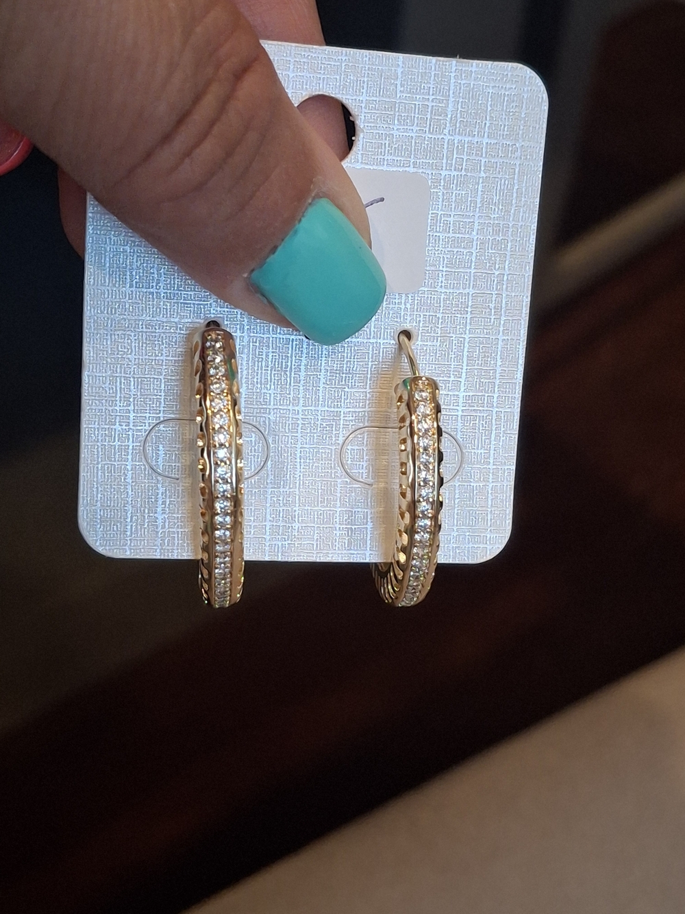 Gold Crystal-Accented Hoop Earrings - Women's Jewelry